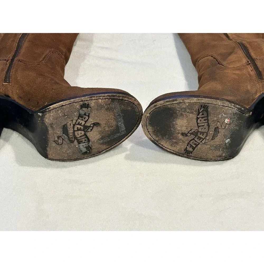 Freebird by Steven‎ Blain Boots Over The Knee Cognac Suede Leather Size